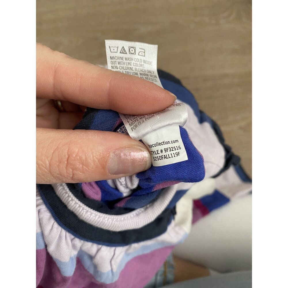 Tea Collection Striped Long Sleeve Purple Romper - 12-18 mo #nepal - Picture 5 of 6